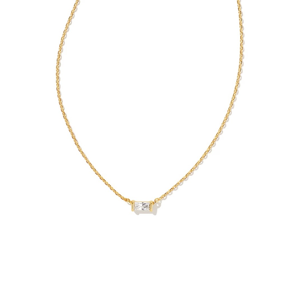 Kendra Scott Juliette Gold Pendant Necklace in White CZ